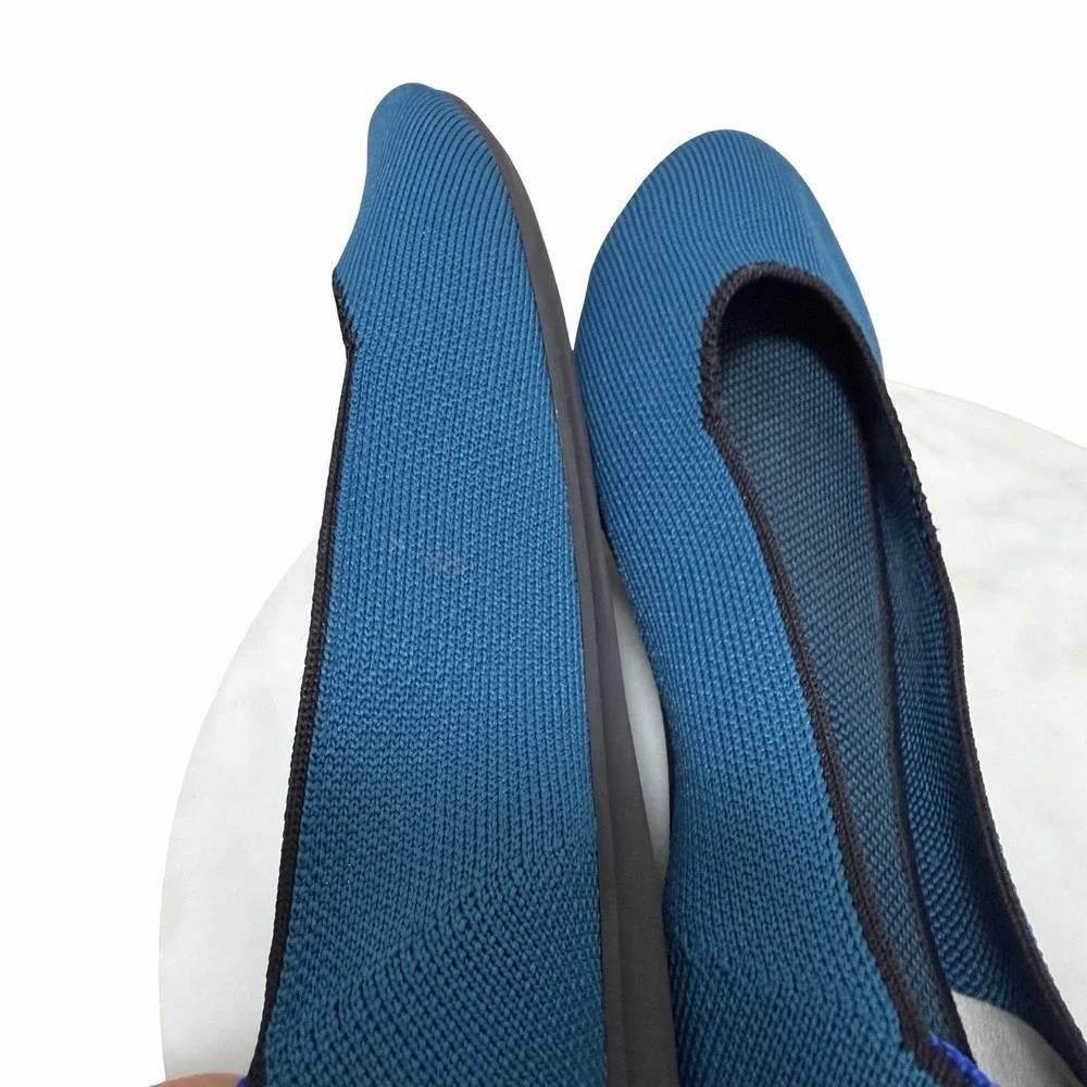 Rothys Womens Round Toe Knit Ballet Flats US 9.5 EU 40.5 Blue Machine‎ Washable